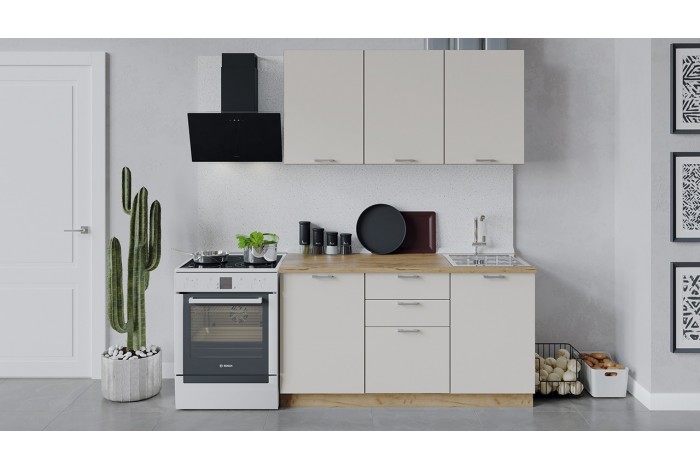 Кухонный гарнитур «Габриэлла» длиной 150 см Дуб Крафт золотой, Крем