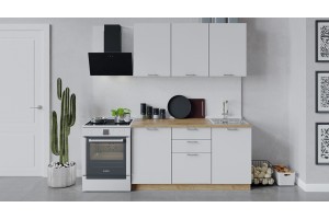 Кухонный гарнитур Габриэлла длиной 150 см Дуб Крафт золотой, Сноу