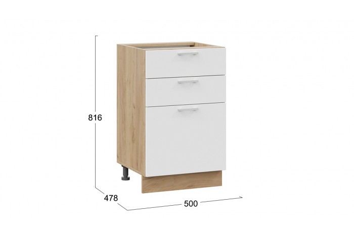 Кухонный гарнитур «Габриэлла» длиной 150 см Дуб Крафт золотой, Сноу