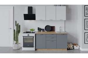 Кухонный гарнитур Габриэлла длиной 150 см Дуб Крафт золотой, Сноу, Титан