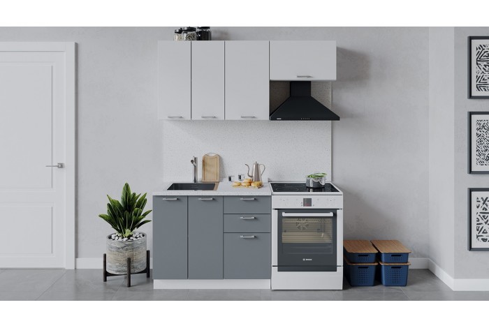 Кухонный гарнитур «Габриэлла» длиной 160 (100) см Белый, Сноу, Титан