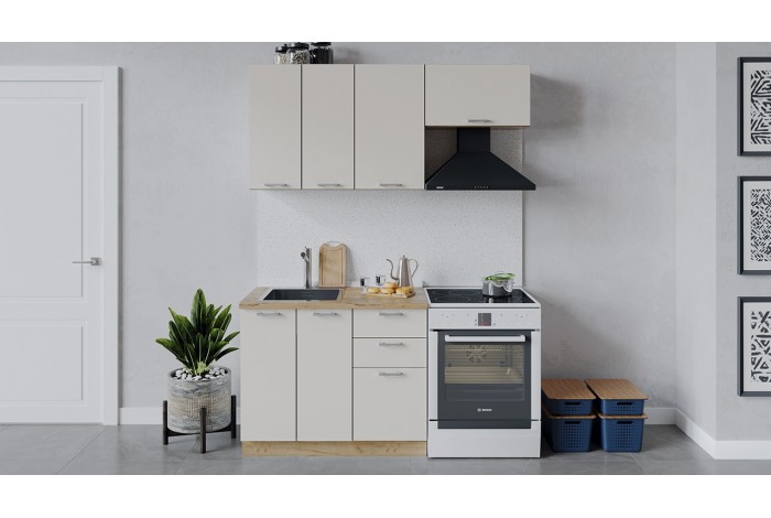 Кухонный гарнитур «Габриэлла» длиной 160 (100) см Дуб Крафт золотой, Крем