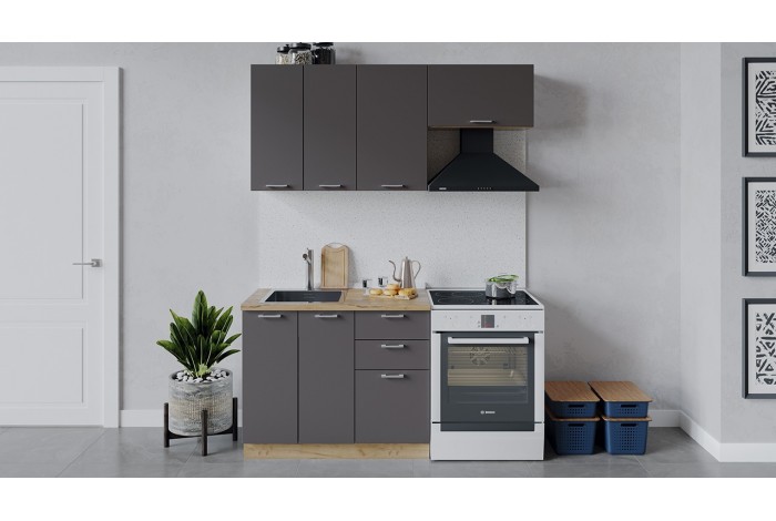 Кухонный гарнитур «Габриэлла» длиной 160 (100) см Дуб Крафт золотой, Муссон