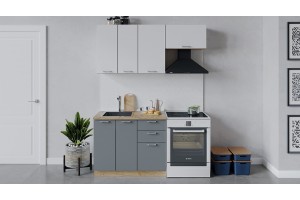 Кухонный гарнитур Габриэлла длиной 160 (100) см Дуб Крафт золотой, Сноу, Титан