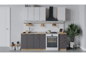 Кухонный гарнитур Габриэлла длиной 160 см Дуб Крафт золотой, Сноу, Муссон