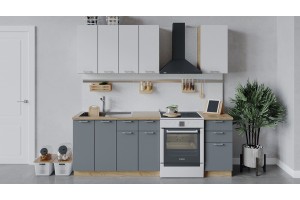 Кухонный гарнитур Габриэлла длиной 160 см Дуб Крафт золотой, Сноу, Титан