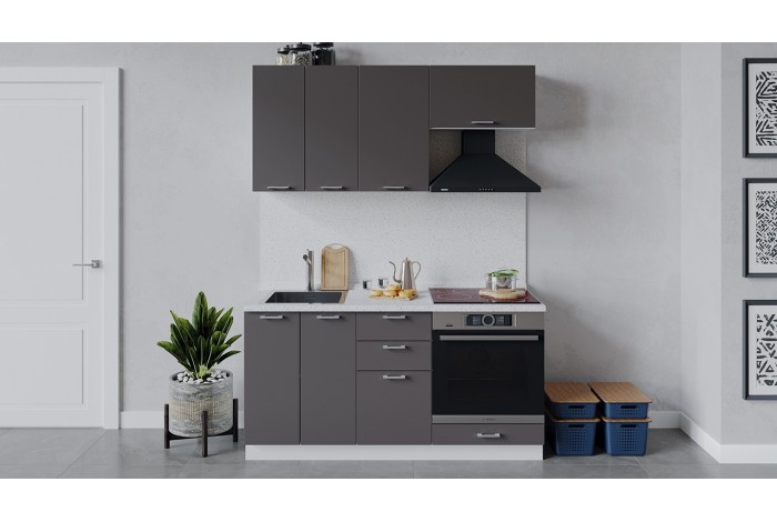 Кухонный гарнитур «Габриэлла» длиной 160 см со шкафом НБ Белый, Муссон