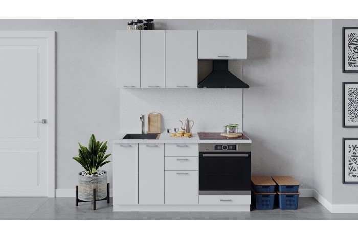 Кухонный гарнитур «Габриэлла» длиной 160 см со шкафом НБ Белый, Сноу