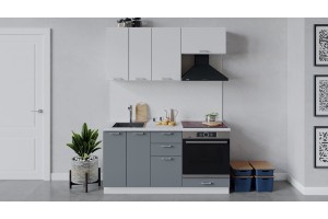 Кухонный гарнитур Габриэлла длиной 160 см со шкафом НБ Белый, Сноу, Титан