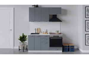 Кухонный гарнитур Габриэлла длиной 160 см со шкафом НБ Белый, Титан