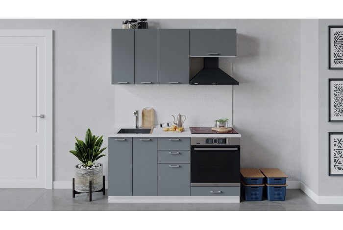 Кухонный гарнитур «Габриэлла» длиной 160 см со шкафом НБ Белый, Титан