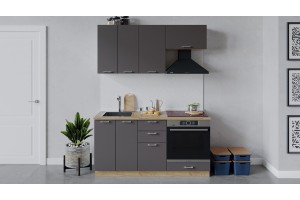 Кухонный гарнитур Габриэлла длиной 160 см со шкафом НБ Дуб Крафт золотой, Муссон