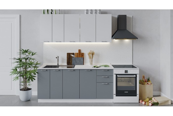 Кухонный гарнитур «Габриэлла» длиной 180 см Белый, Сноу, Титан