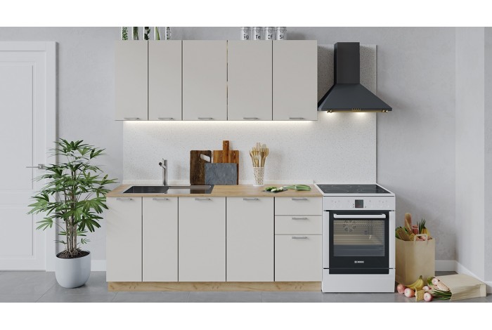 Кухонный гарнитур «Габриэлла» длиной 180 см Дуб Крафт золотой, Крем