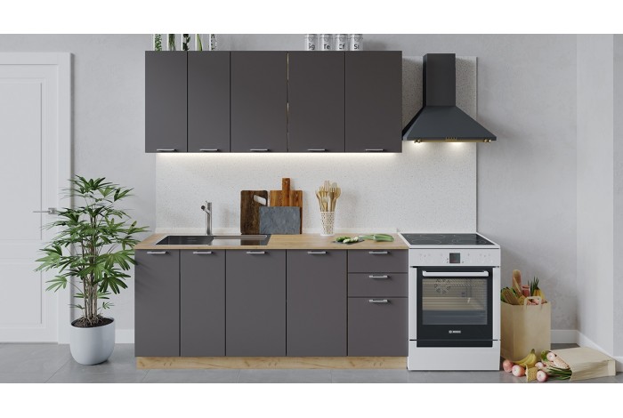 Кухонный гарнитур «Габриэлла» длиной 180 см Дуб Крафт золотой, Муссон