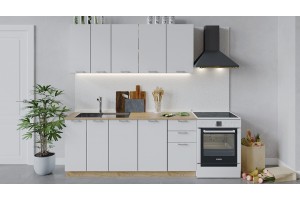 Кухонный гарнитур Габриэлла длиной 180 см Дуб Крафт золотой, Сноу