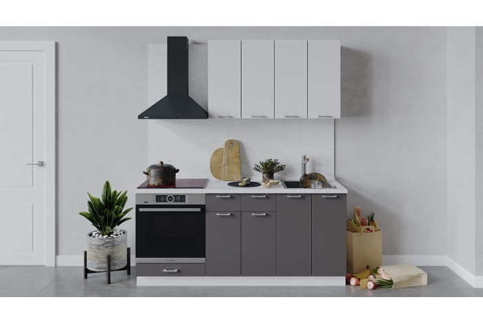 Кухонный гарнитур «Габриэлла» длиной 180 см со шкафом НБ Белый, Сноу, Муссон