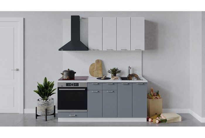 Кухонный гарнитур «Габриэлла» длиной 180 см со шкафом НБ Белый, Сноу, Титан