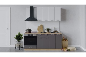 Кухонный гарнитур Габриэлла длиной 180 см со шкафом НБ Дуб Крафт золотой, Сноу, Муссон