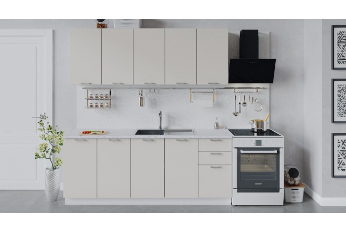 Кухонный гарнитур «Габриэлла» длиной 200 см Белый, Крем