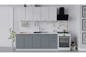 Кухонный гарнитур Габриэлла длиной 200 см Белый, Сноу, Титан