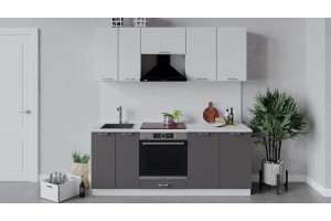 Кухонный гарнитур Габриэлла длиной 200 см со шкафом НБ Белый, Сноу, Муссон