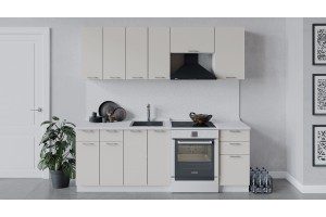 Кухонный гарнитур Габриэлла длиной 220 (160) см Белый, Крем