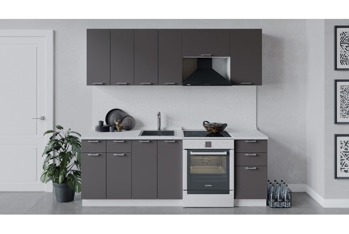 Кухонный гарнитур «Габриэлла» длиной 220 (160) см Белый, Муссон