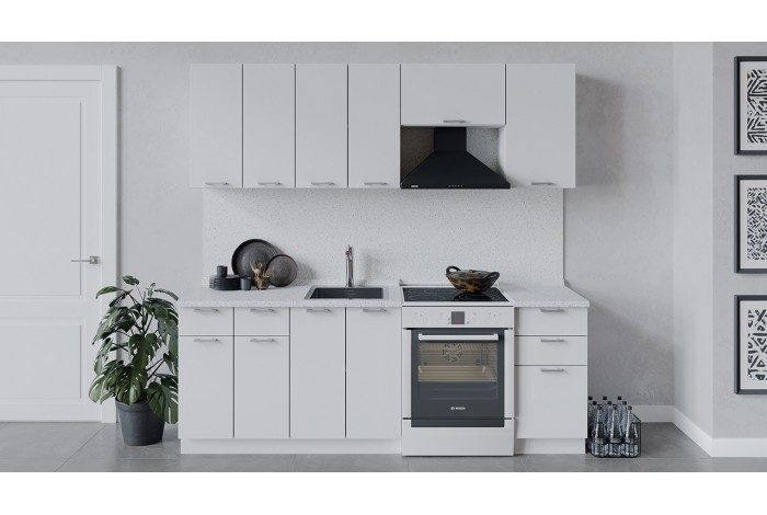 Кухонный гарнитур «Габриэлла» длиной 220 (160) см Белый, Сноу