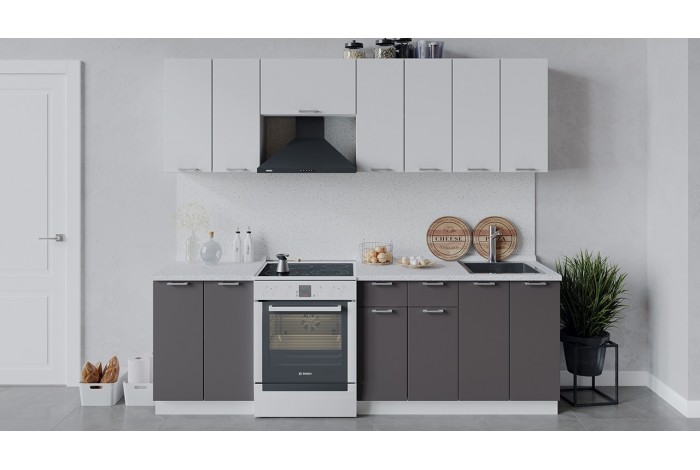 Кухонный гарнитур «Габриэлла» длиной 240 (180) см Белый, Сноу, Муссон