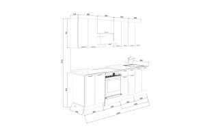 Кухонный гарнитур Габриэлла длиной 240 (180) см Белый, Сноу, Муссон
