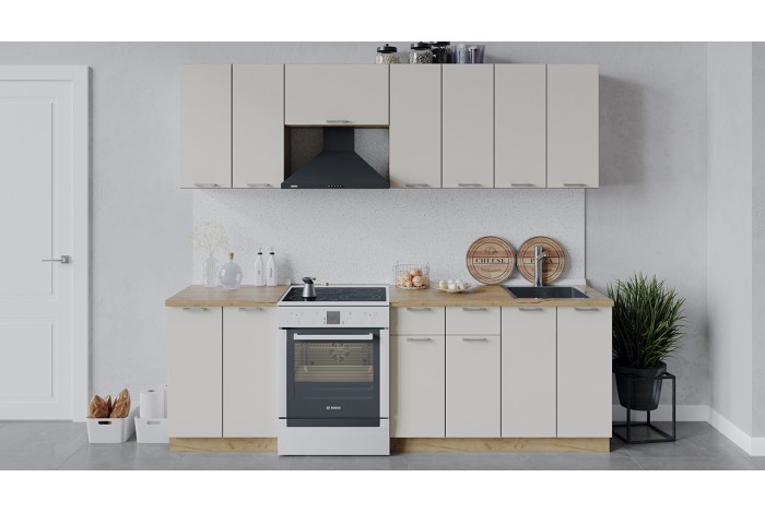 Кухонный гарнитур «Габриэлла» длиной 240 (180) см Дуб Крафт золотой, Крем