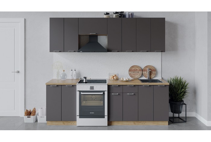 Кухонный гарнитур «Габриэлла» длиной 240 (180) см Дуб Крафт золотой, Муссон