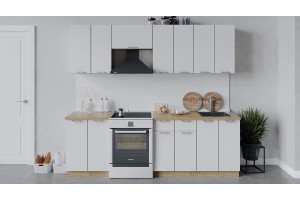 Кухонный гарнитур Габриэлла длиной 240 (180) см Дуб Крафт золотой, Сноу