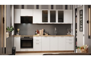 Кухонный гарнитур Габриэлла №1 290 см Дуб Крафт золотой, Сноу