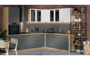 Кухонный гарнитур Габриэлла №8 Дуб Крафт золотой, Сноу, Титан