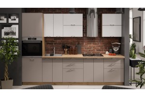 Кухонный гарнитур Габриэлла №9 300 см Дуб Крафт золотой, Сноу, Муссон