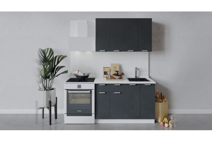 Кухонный гарнитур «Гранита» длиной 120 см Белый, Бетон графит