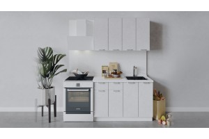 Кухонный гарнитур Гранита длиной 120 см Белый, Бетон снежный