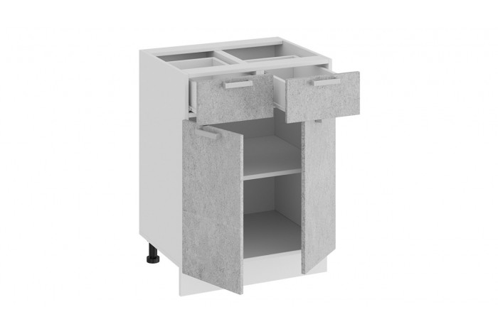 Кухонный гарнитур «Гранита» длиной 240 (180) см Белый, Бетон снежный