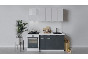 Кухонный гарнитур Гранита длиной 120 см Белый, Бетон снежный, Бетон графит