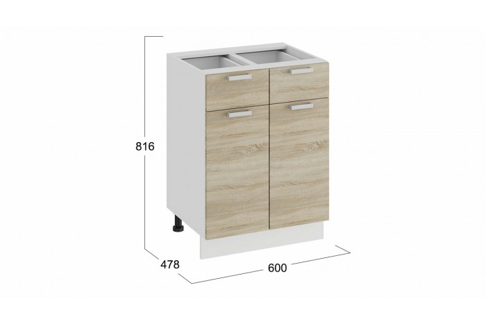 Кухонный гарнитур «Гранита» длиной 160 см Белый, Дуб Сонома