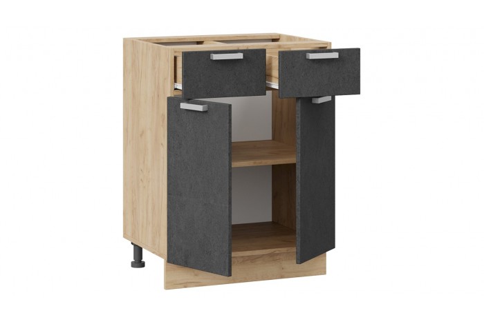 Кухонный гарнитур «Гранита» длиной 240 (180) см Дуб Крафт золотой, Бетон снежный, Бетон графит