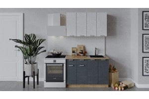 Кухонный гарнитур Гранита длиной 120 см Дуб Крафт золотой, Бетон снежный, Бетон графит