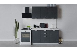 Кухонный гарнитур Гранита длиной 150 см Белый, Бетон графит