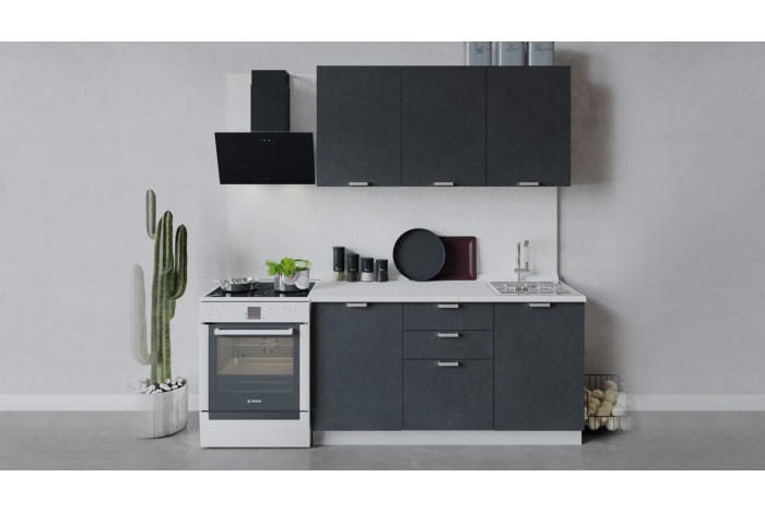 Кухонный гарнитур «Гранита» длиной 150 см Белый, Бетон графит