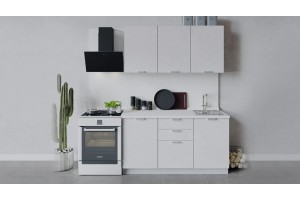 Кухонный гарнитур Гранита длиной 150 см Белый, Бетон снежный