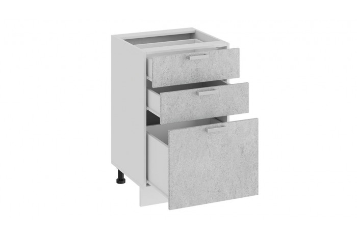 Кухонный гарнитур «Гранита» длиной 150 см Белый, Бетон снежный