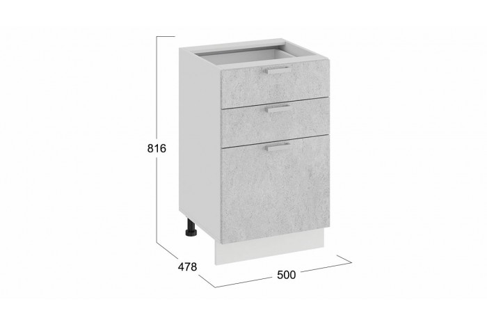 Кухонный гарнитур «Гранита» длиной 150 см Белый, Бетон снежный
