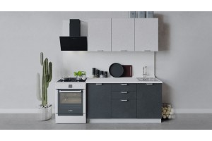 Кухонный гарнитур Гранита длиной 150 см Белый, Бетон снежный, Бетон графит